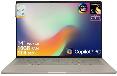 ASUS Zenbook A14 Copilot+ AI PC portatile | 14 WUXGA OLED (100% DCI-P3) | Qualcomm Snapdragon X Plus (fino a 45 top) | SSD da 16 GB RAM 1 TB | per Creator Business Professional Win11 Pro con