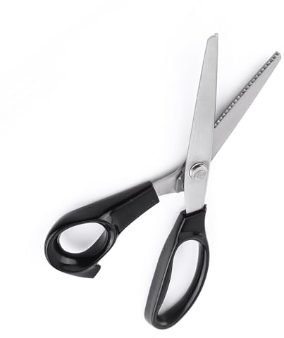 Edelstahl Zackenschere 23cm, Zahnweite 3-7mm, Kugellager | Präzise Schnittkanten ohne Ausfransen, Leichtgängiger Lauf, ergonomische Griffe, für Stoff, Leder und Näharbeiten