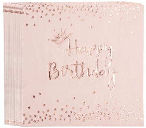 KQDRAVINE 40 Pièces Serviettes Anniversaire 33x33 cm Décoration de Table Serviettes pour Enfants Filles Décoration de Fête D'anniversaire Birthday Napkins de Vie de Jeune Fille Décoration de Fête
