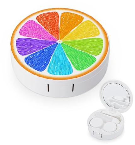fkgvwo Contact Lens Case Colorful Orange Contact Lens Box Travel Kit Portable for Travel & Home