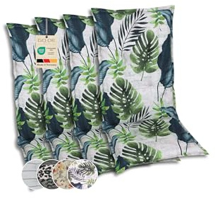 GO-DE Textil Bequeme und attraktive Polsterauflagen für Mittellehner-Gartenstühle (4er-Set, Palmblatt grün, Mittellehner)