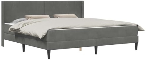 vidaXL Bettgestell mit Matratze 2 pcs Dunkelgrau 200 x 200 cm Samt, Schickes Schlafzimmer, moderner Sperrholz-Bett, bequemer Samt-Rahmen, schlankes Matratzen-Set, langlebige Möbel