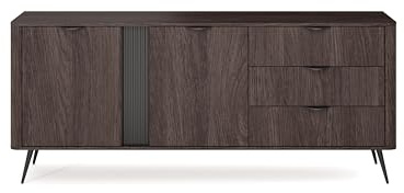 Masseno Kommode NOBILE 195,2 cm Sideboard mit 3 Schubladen und 2 Türen für Wohnzimmer Schlafzimmer Modern 195,2x38x81,2 cm Eichefarben/Eichefarben