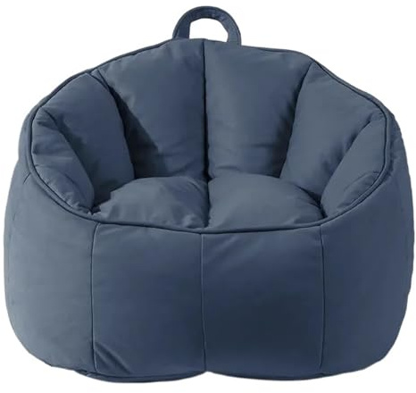 JHSDHYD Sitzsack Bezug Erwachsene Kinder Kunstleder Pouf Sitzsack Stuhlbezug Kein Füllstoff Puff Couch Sessel(Deep Blue)