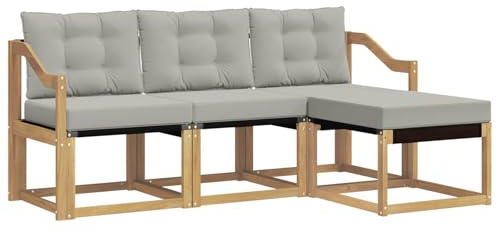 vidaXL Outdoor-Sofagarnitur mit Kissen 4 pcs Weiß und Hellgrau, Garten-Sofa, modernes Lounge-Set für draußen, haltbar, gemütliche Terrasse-Sitze für jeden Anlass