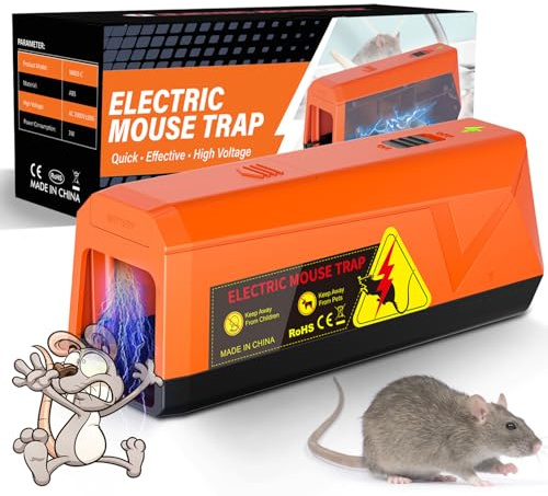 Electric Rat Trap, Battery-Powered Electric Mouse Traps 2000V Powerful to kill rats Instantly, Suitable for Kitchens, Warehouse and Attics, Effectively Catches Small Mice (orange)