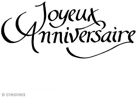 Artemio Joyeux Anniversaire Stempel, Holz, schwarz, 3,7 x 2,5 x 7,4 cm