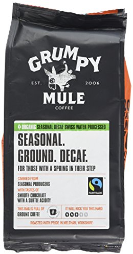 Grumpy Mule Easy Does It Swiss Water Organic (Decaf Ground Coffee) with notes of Milk Chocolate 200g (Pack of 6 - Total 1.2kg)