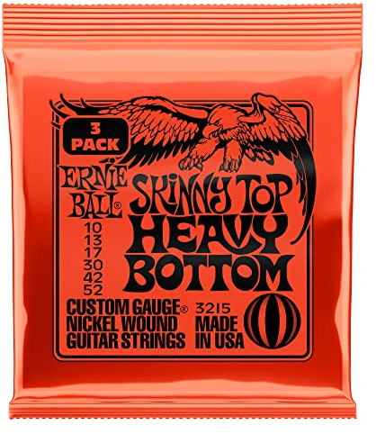 Ernie Ball Skinny Top Heavy Bottom Slinky Nickel Wound E-Gitarrensaiten, 3er-Pack, Stärke 10-52