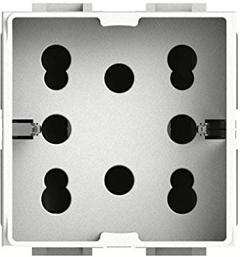 4box Toma Multistandard 1 Schuko o 2 BIPASSO Compatible con Bticino livinglight, 250 V, Blanco, 4B.N.H21, 250 voltsV