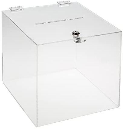 EH Design Spendenbox aus robustem Acryl – 25 x 25 x 25 – Transparente Acrylglas Box mit verschließbarem Deckel – Spendendose für Benefizveranstaltungen, Straßenfeste & Hochzeiten – Made in DE