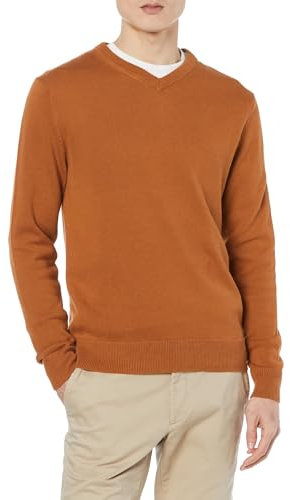 Amazon Essentials Herren Pullover-Pullover Mit V-Ausschnitt (Erhältlich In Groß und Schwer), Rostfarben, L