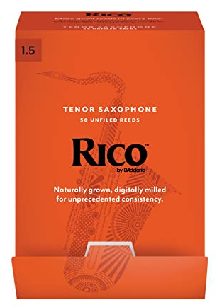 D’Addario Woodwinds - Rico Tenor Sax Reeds - Tenor Saxophone Reeds - Tenor Reeds Crafted for Beginners, Students, Educators - Strength 1.5, 50-Pack