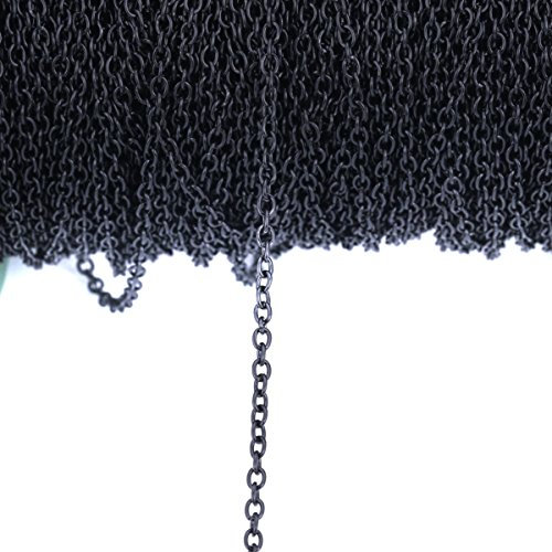 32.8 Ft Small Link 4 x 6mm Iron Twisted Cross Chains - DIY Making Necklace Bracelet Jewelry Accessories Cable Chain (Black)