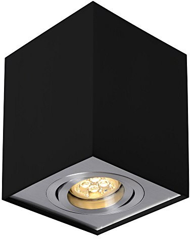 NCC-Licht LED Deckenleuchte Aufbauleuchte Deckenspot Downlight Eckig 6,5W GU10 6500K kaltweiß Tageslicht Aluminium schwarz schwenkbar