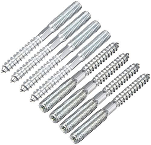 uxcell 8Pcs M8x79mm Hanger Bolt Double Headed Bolt Self-Tapping Screw for Furniture