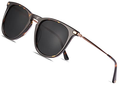 TSEBAN Vintage Damen Sonnenbrille Polarisierte Frauen Brille, Acetat-Rahmen & UV 400 Schutz,Schildpatt,Einheitsgröße