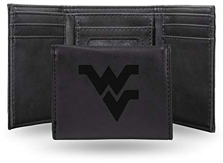 Rico Industries NCAA Laser Engraved Tri-Fold Wallet, Black