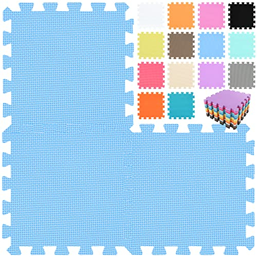 qqpp® 18 Puzzle Eva Schaumstoff Puzzlematte Puzzleteppich Kinder - Krabbelmatte Spielmatte Baby Schadstofffrei Sport rutschfest Bodenschutzmatte Fitness Matte. Blau. QQC-Gb18N
