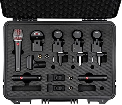 SE ELECTRONICS V Pack Arena Drum Mic Kit for Toms, Snares & Bass Drums - Includes 1 V KICK, 3 V Beats & V Clamps, 1 V7 X Instrument Microphone, Pair of sE8 Condensers & More