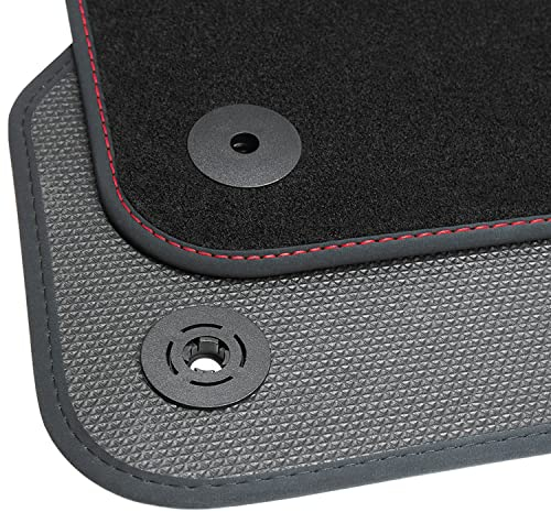 teileplus24 BGF608 Ganzjahres-Fußmatten kompatibel mit Peugeot 207 CC Cabrio 2006-2015 Wasserdicht, Naht:Rot