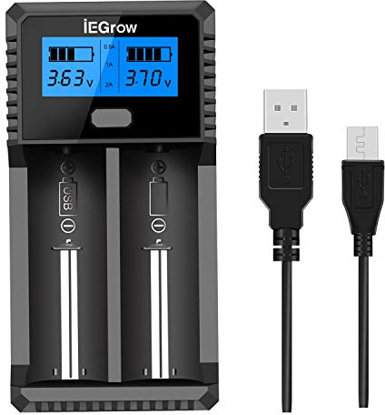 iEGrow 18650 ladegerät akku akku 26650 ladegerat batterieladegerät 3.7V Li-lon mit 18500 akkuladegerät batterien 18350 17670 17500 16340 14500 10440 Battery Charger aa USB AAA