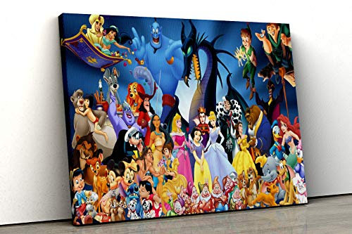 52north Cartoon-Figuren-Sammlung Leinwanddruck gerahmt Wandkunst Kinderzimmer Dekor pp204 (A1 (30x20inch))