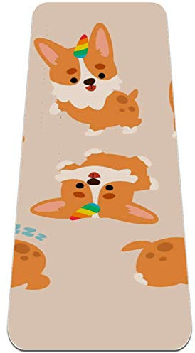 BestIdeas Yoga-Matte Kawaii Hund Einhorn für Yoga, Pilates, Bodenübung Männer Frauen Mädchen Jungen Kinder Anfänger Rutschfestes Design