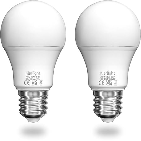 Klarlight E27 12W LED Lampe mit Dämmerungssensor, 100W Äquivalent LED Glühbirnen, Lichtsensor Glühbirne Ideal für Indoor Outdoor Hof Veranda Garage (Kaltweiß 6000K, 2 Stück)