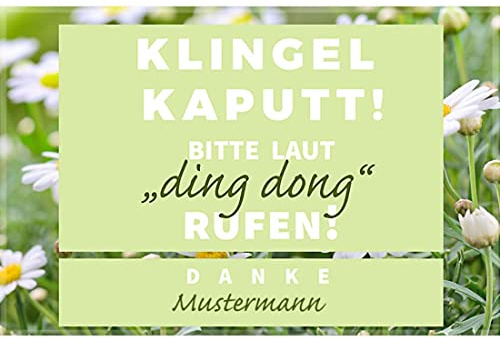 Manutextur Fußmatte mit Namen - Motiv Klingel kaputt - viele Spruch-Motive - Schmutzfangmatte personalisiert - Größe 50x80 cm - persönliches & individuelles Geschenk