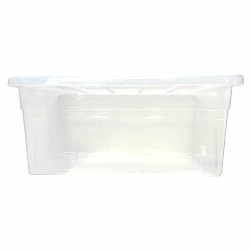 AMOS Space Saving Storage Box Clear Plastic Under Bed Home Garage Organizer Stackable Container with Lid (56cm Midi)