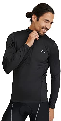 DANISH ENDURANCE Cycling Jersey Long Sleeved, Rear Pockets, Reflective Details, for Men, Black, XL