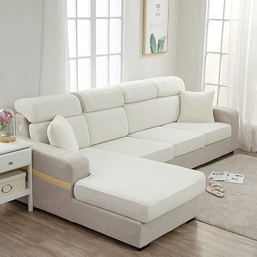 uyeoco Funda Cubre Sofá de Forma L Protector para Sofá Fundas de Cojín para Sofá Funda para Asientos de Sofá Elástica, Protector de cojín de Asiento de Tela (Color : N, Size : L Shape)