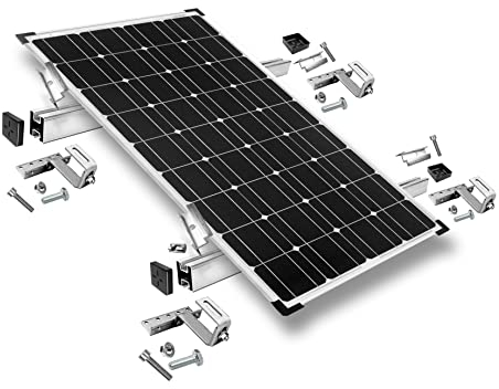 Offgridtec Dachziegel-Montagesatz für Schrägdächer, Edelstahl- & Aluminium-Befestigungssystem mit 3-Wege verstellbaren Dachhaken, für gerahmte Module bis 1134 mm (Set für 1 Modul, 30 mm Rahmenhöhe)