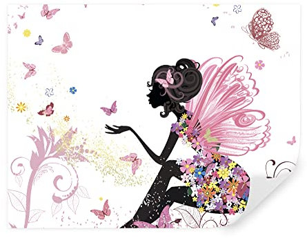 Tapeko Papier Peint Chambre Enfant 360x250 cm 3D Effet Princesse Papillons Fée Fleurs Magie pour Fille Papier Peint intissé Décoration Murale u54002