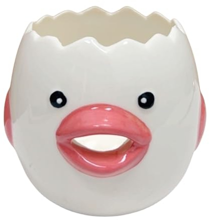 LuoCoCo Niedlicher Eiertrenner aus Keramik, Erbrechen, Hühner, Eigelb, weißer Trenner, praktischer Haushalt kleiner Eierfilter, Küchenhelfer, Backassistent, Werkzeug, spülmaschinenfest (Rosa)