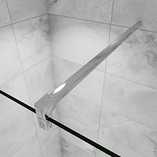 Barre de stabilisation 90cm en carré pour douche à l'italienne, barre de fixation en aluminium chromé