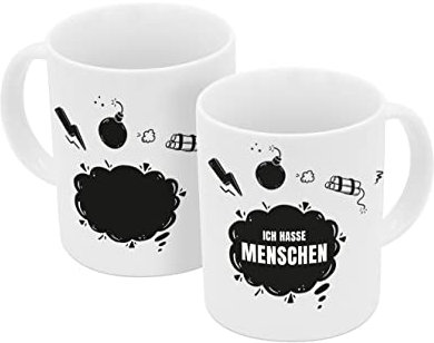 Tasse Bombe Ich hasse Menschen Farbwechsel 330ml | Tasse | Zaubertasse | Heiß | kalt | Magic | Mug | GEDA | farbwechselnd | motivwechselnd | Porzellantasse | Spruchtasse | Kaffeetasse