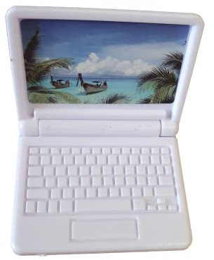 Fat-catz-copy-catz Small Fashion Doll's Sized White Plastic Laptop Prop for Doll's House (Doll Not Included)