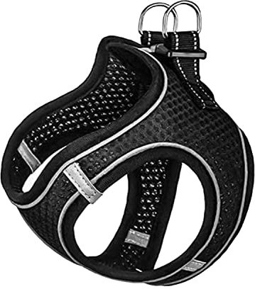 AiTodos® Sicherheitsleine für Hunde aus Schwarzem Stoff, Größe M, Stoßfestes Geschirr für Hunde, Kleines Hundegeschirr, für Spaziergänge mit Dem Hund im Freien, Training