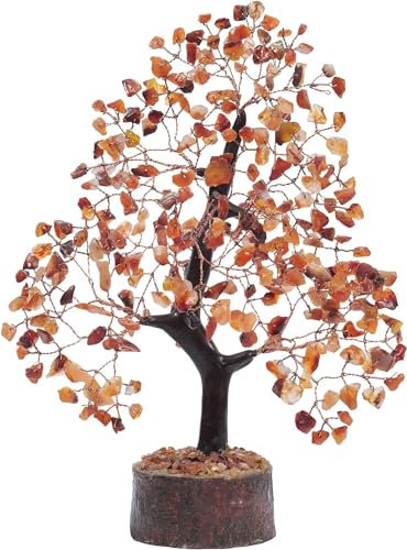 Carnelian Tree - Bonsai Tree Sculpture - Crystal Tree Of Life - Feng Shui Tree - Crystals And Stones - Unique Home Decor - Meditation Decor - Good Fortune Gifts