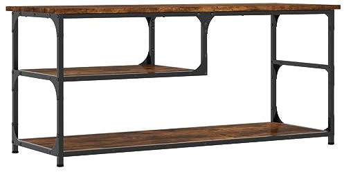 vidaXL Industrial Grey TV Cabinet with Steel Frame and Ample Storage from Engineered Wood for Living Room or Bedroom - 103x38x46.5 cm, Grey Sonoma, 11.6 kg