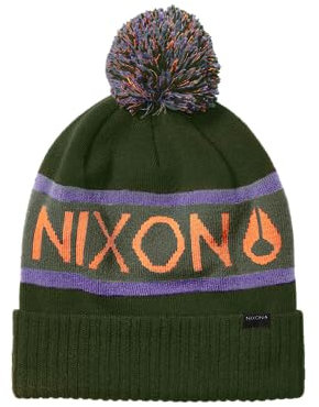 NIXON Teamster Beanie II, Dunkeloliv/Orange, Einheitsgröße