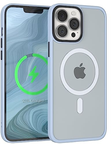 EAZY CASE - Hybrid Magnet Hülle kompatibel mit iPhone 13 Pro Max kompatibel mit MagSafe, Rundumschutz, Schutzhülle Kratzfeste Transparente Rückseite, magnetisch Hülle, Edle Haptik Matt Himmel Blau