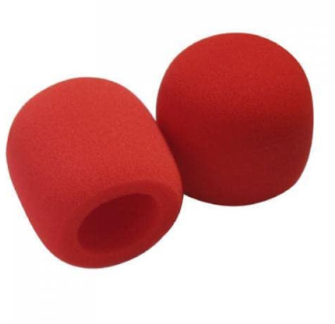Tiuimk (Pack of 2) Red Foam Microphone Windscreen Cover for Enhanced Speech and Performance, Diameter 55mm
