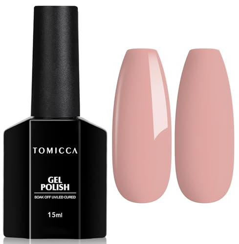 TOMICCA Gel Nail Polish, Pink Mocha Neutral Polish, Skin Tone Natural Color Nails, Soak Off UV Gel for Nail Salon at Home, Gift for Women