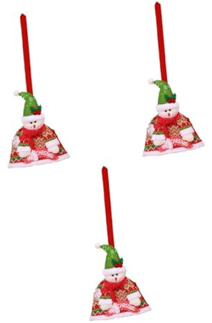 OSALADI 3pcs Christmas Decoration Snowman Broom Set for Xmas House Party Decor Snowman Broom for Christmas Tree and Table Decorations Set