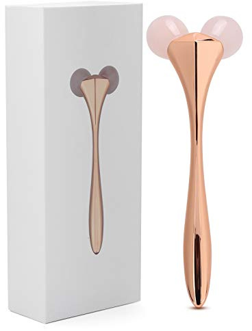 NSXAYIWE Gua Sha Gesichtswerkzeuge, Rose Quartz Gesicht Roller, Multifunktionaler Germanium-Roller, 55°-Winkelroller, 360-Grad-Kneten Für Eine Perfekte V-Gesicht, Rose