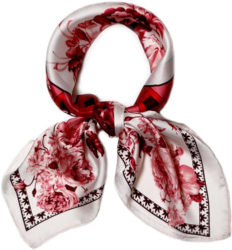 27.5'' Silk Feeling Scarf Medium Square Satin Head Neck Scarf for Women Hair Sleeping at Night