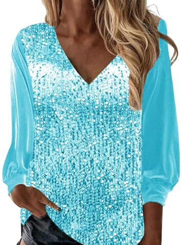 Festliche Blusen Damen, Weiß Elegant Sexy Silvester Outfit Pailletten Oberteil Modern Casual mit Glitzer Party Shirt Oberteile Herbst Winter Große Größen Langarm Tunika Festliche Blusen
